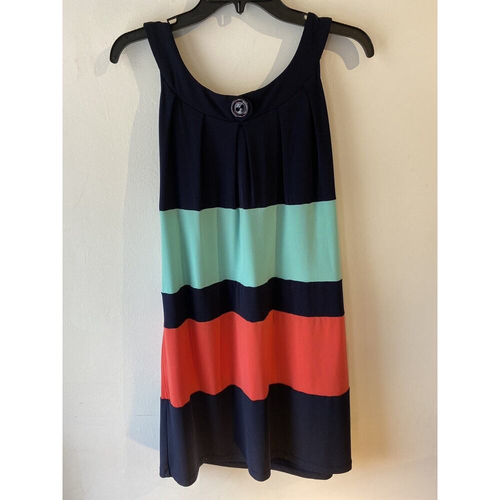 Navy Colorblock 90s Dress SZ 6 Career Office Work Casual Y2k Knee‎ Length